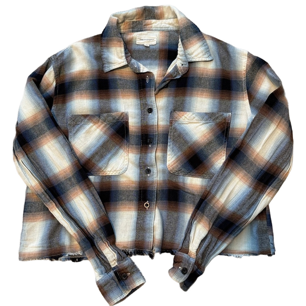 Thread & Supply cropped plaid shirt sz XS